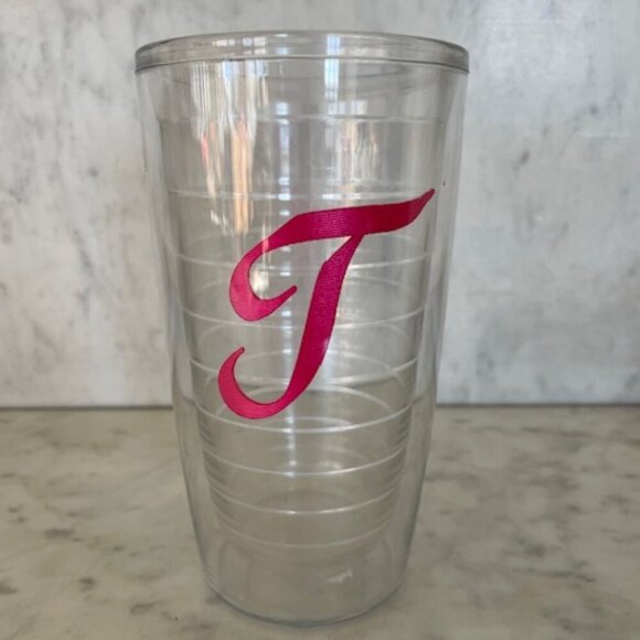 TERVIS T Pink Monogram Insulated Tumbler 16 ounce - Picture 1 of 11